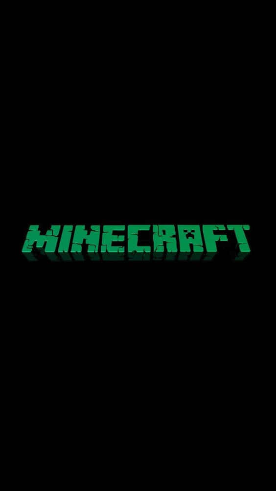 我的世界 桌布 壁紙 — Minecraft 標誌在純黑背景上發出鮮豔的綠色光芒，下方帶有微妙的倒影。