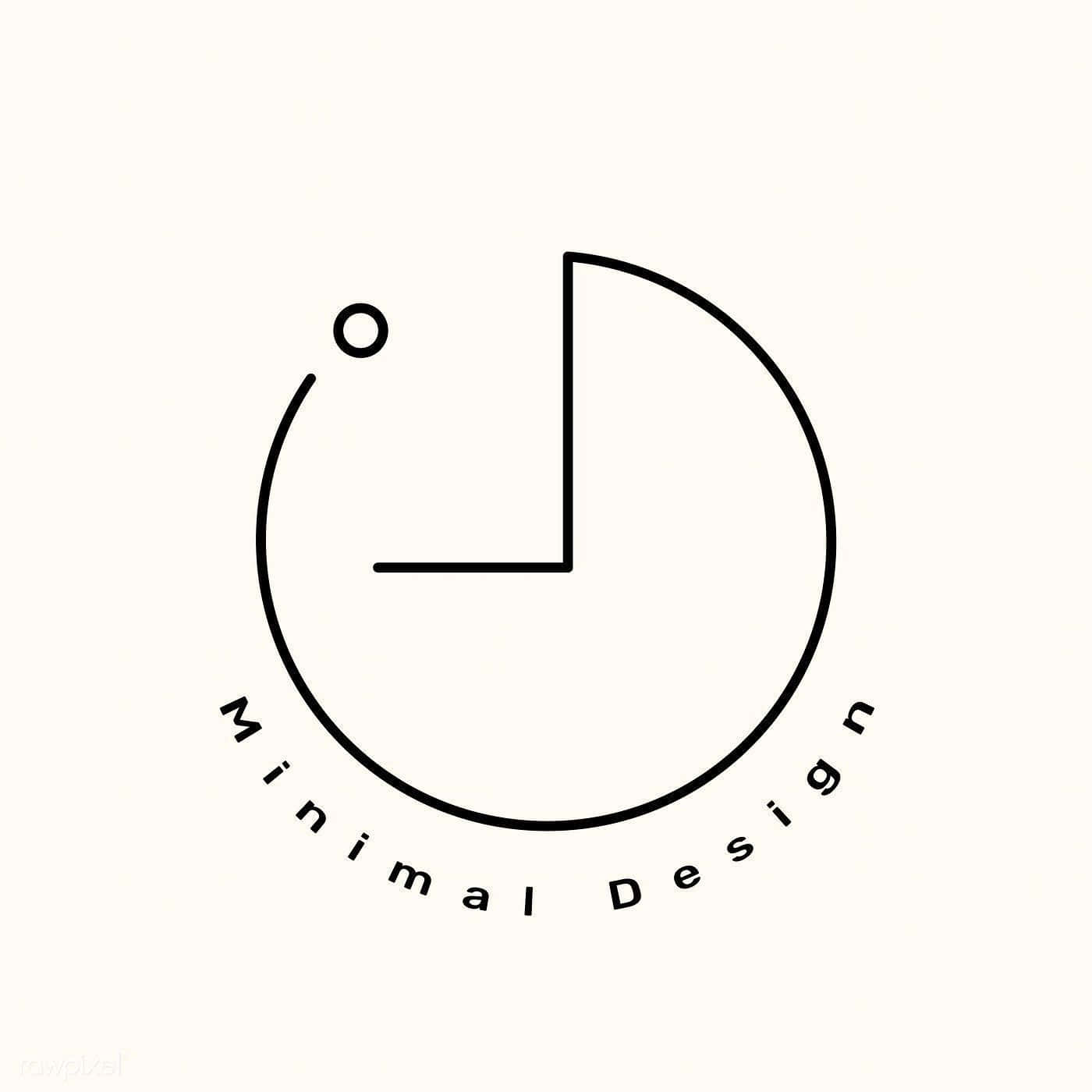 Minimalist Logo 桌布 壁紙 — 一個極簡風格的黑色線條時鐘面標誌，上面有文字「極簡設計」，背景為奶油色。