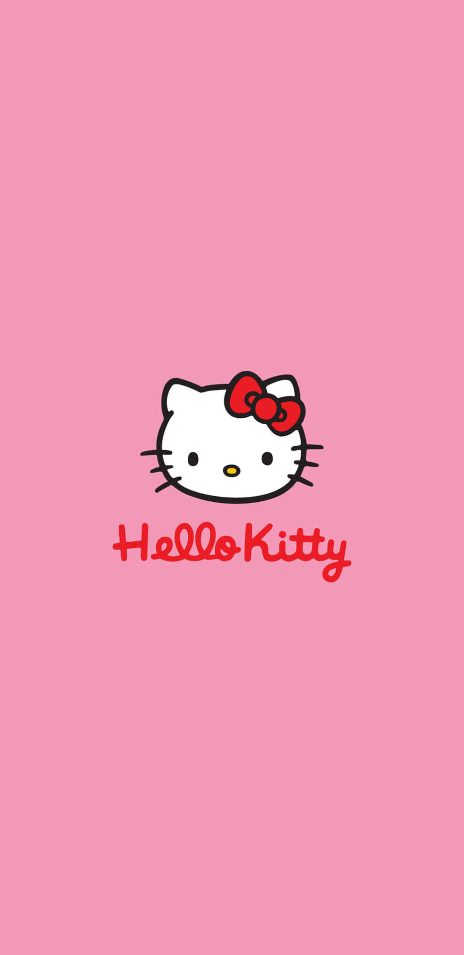 Hello Kitty 標誌，紅色蝴蝶結，粉色背景 — Hello Kitty 壁紙