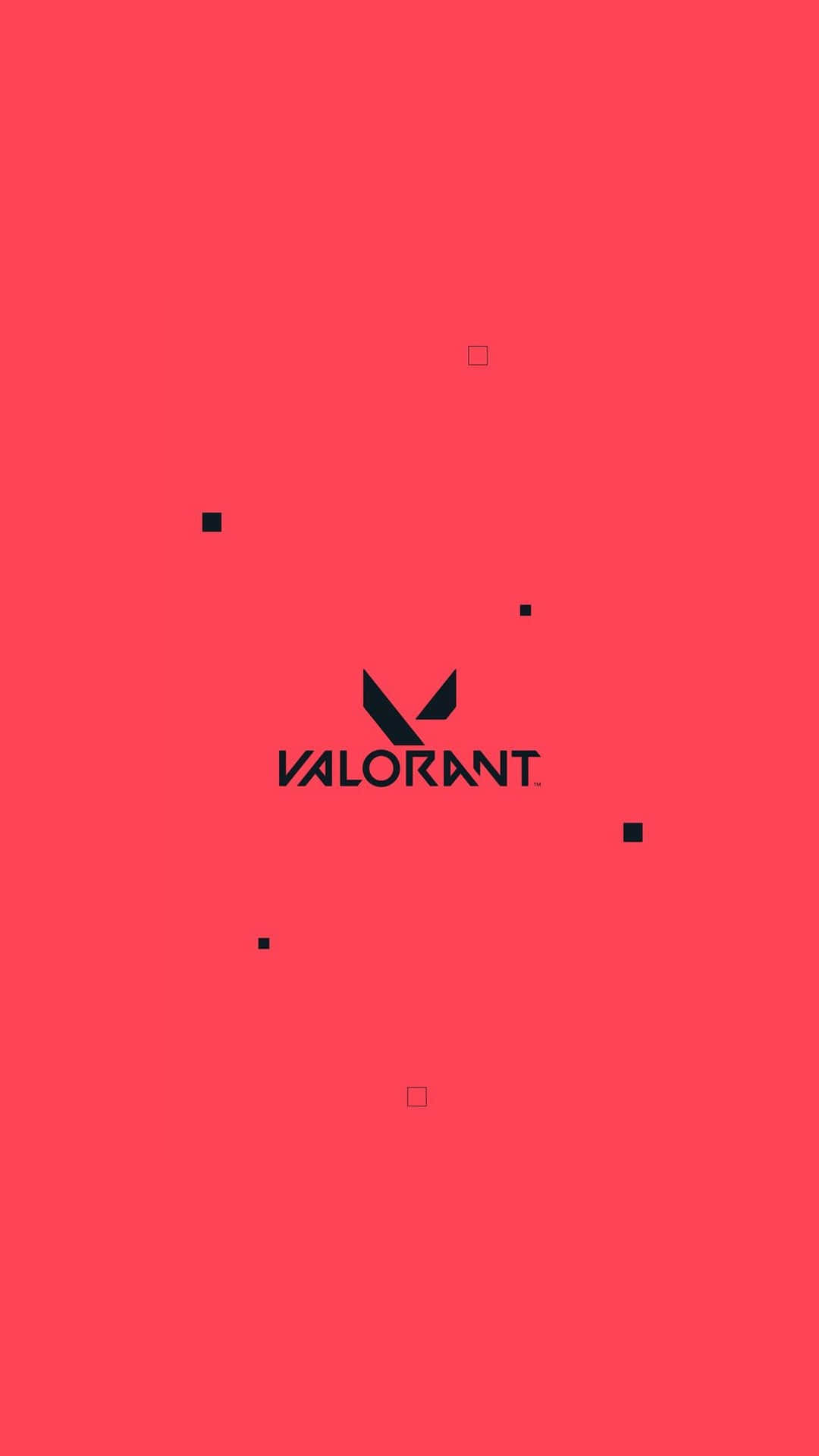Valorant標誌在紅色背景上，帶有黑色幾何點綴。 — Valorant 壁紙