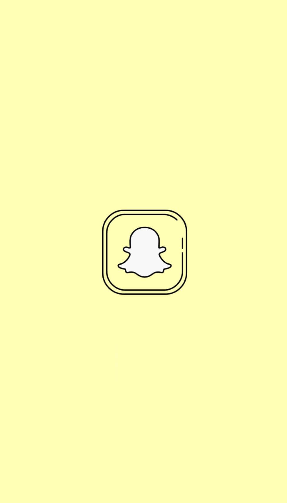  壁紙 — 一個極簡的Snapchat標誌圖示，居中於柔和的黃色背景上，帶有細黑色輪廓。