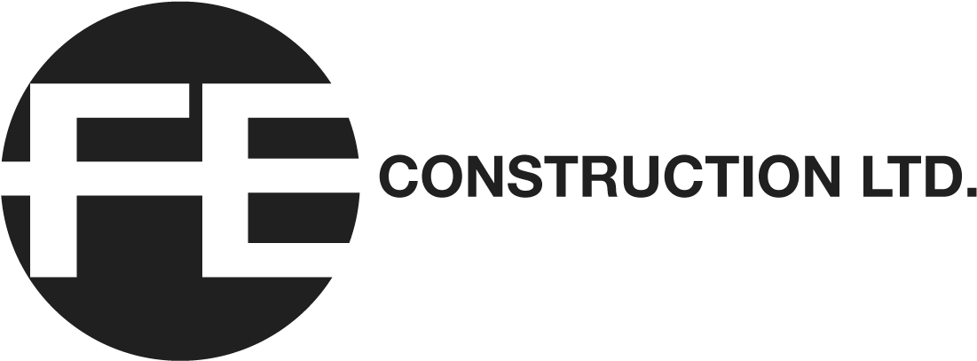 標誌 桌布 壁紙 — FE Construction Ltd 的簡約黑灰色標誌，圓圈內有風格化的字母。
