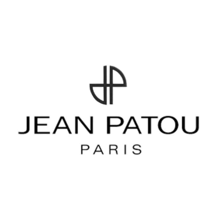 標誌 桌布 壁紙 — Jean Patou Paris 的簡約黑白標誌，在純白背景上帶有風格化的 JP 字母組合。