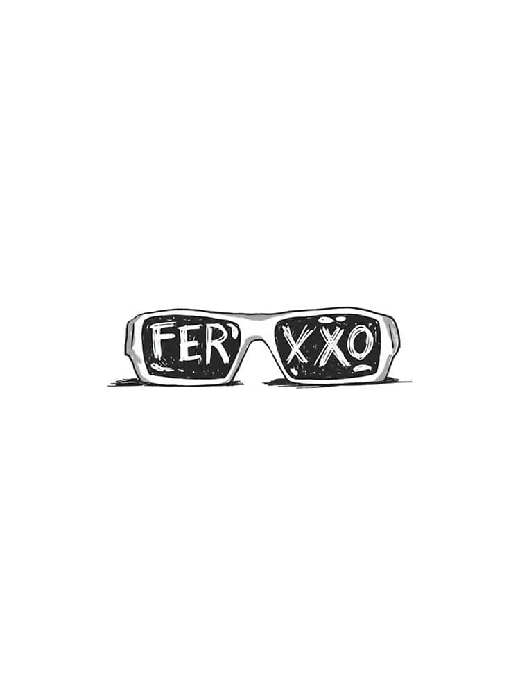  壁紙 — 一幅極簡黑白插圖，太陽眼鏡鏡片上寫有「FER」和「XXO」。