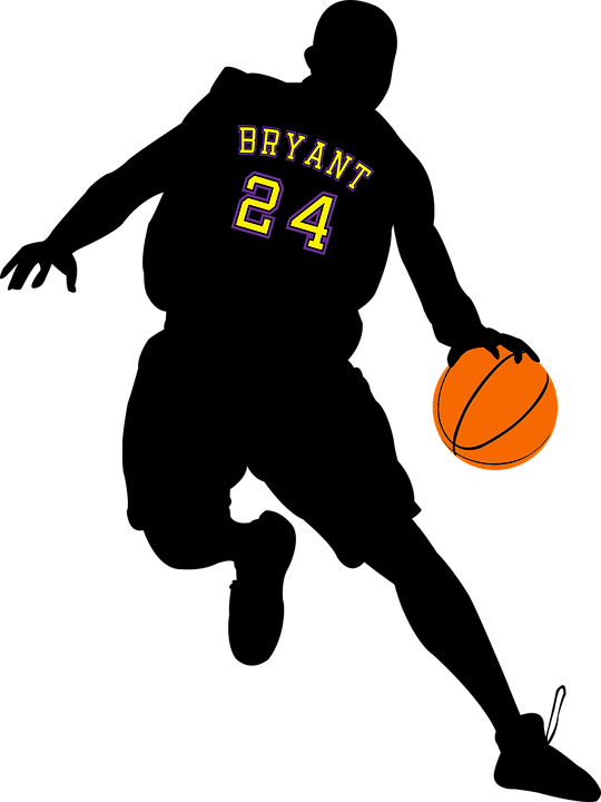 黑色背景上橙色籃球上方的 Bryant 24 號球衣文字 — NBA 壁紙