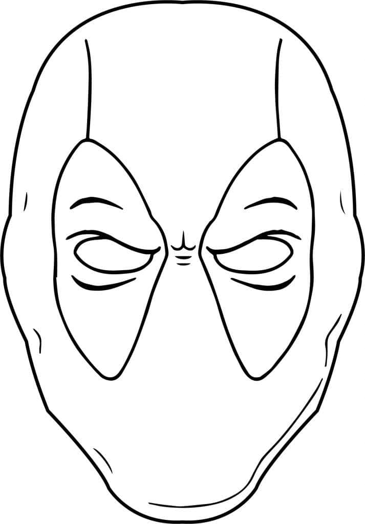 Deadpool Mask 桌布 壁紙 — 一幅極簡風格的黑色線條畫，描繪了一個風格化的面罩，眼睛閉合，顴骨尖銳。