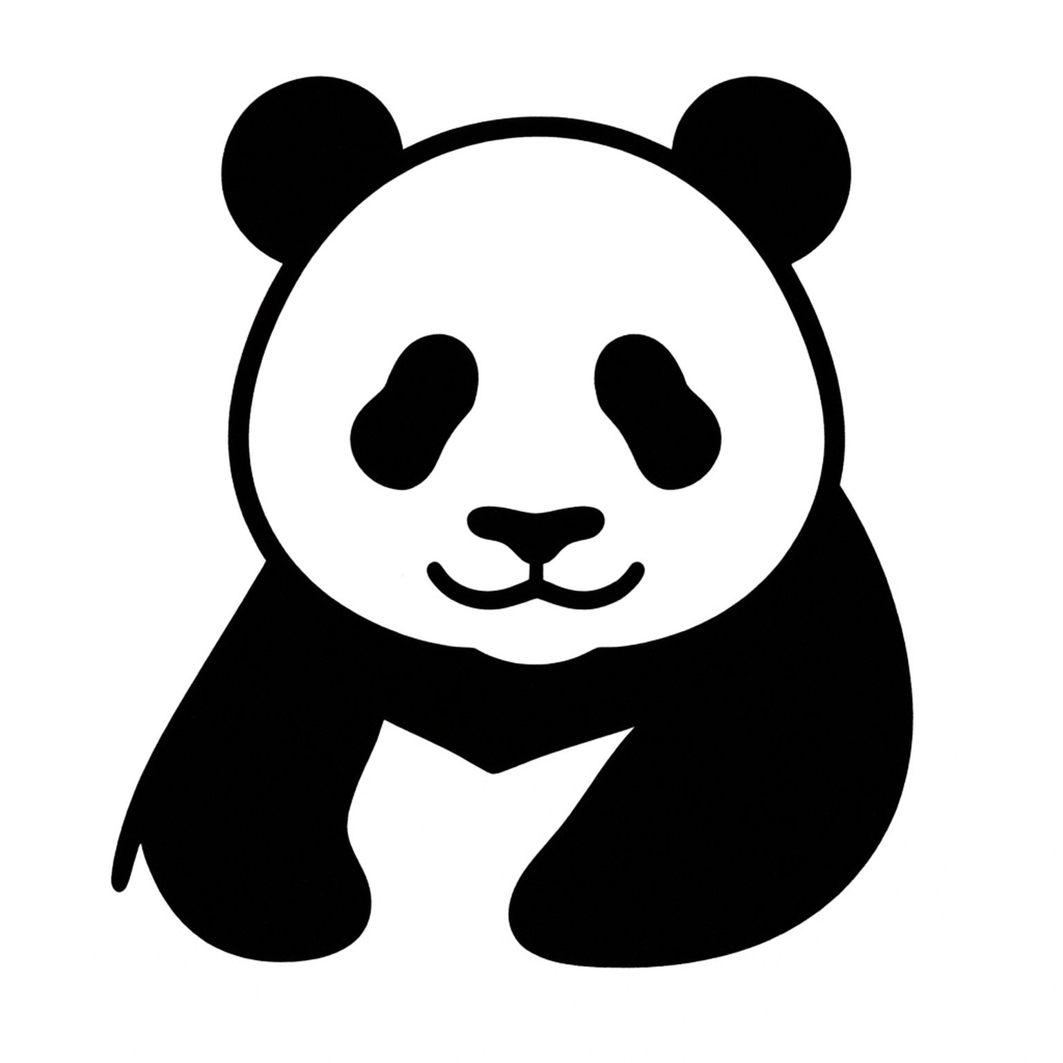 Line Art Panda 壁紙 — 一隻可愛熊貓的極簡黑白剪影，直立坐著，有圓耳朵和簡單面部特徵。