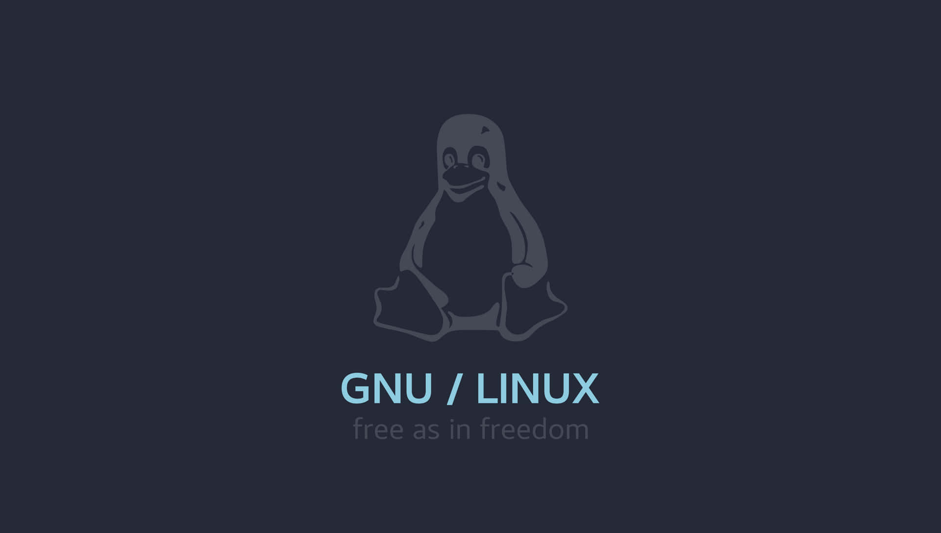 深藍色背景上的Tux企鵝標誌，帶有GNU Linux文字 — Linux 壁紙