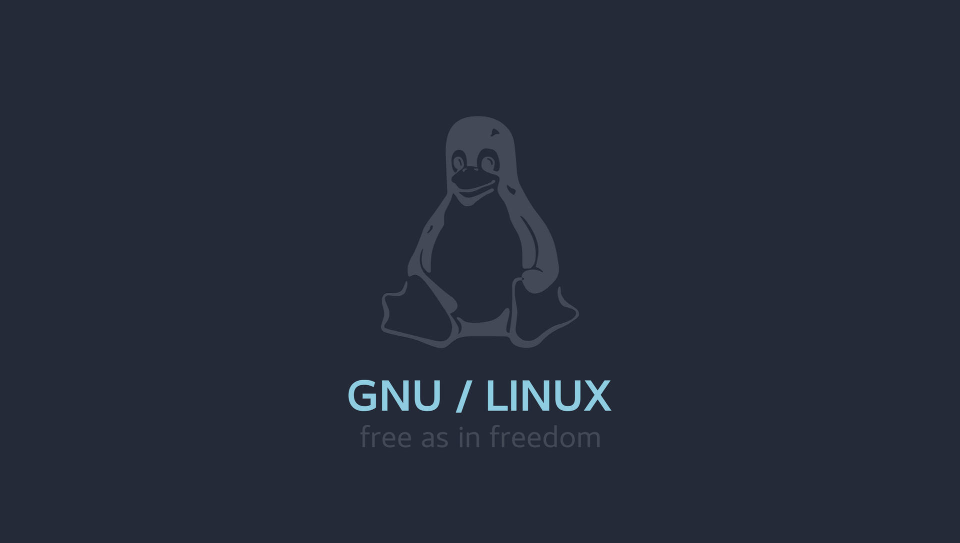 深藍色背景上的Tux企鵝標誌及GNU Linux文字 — Linux 壁紙