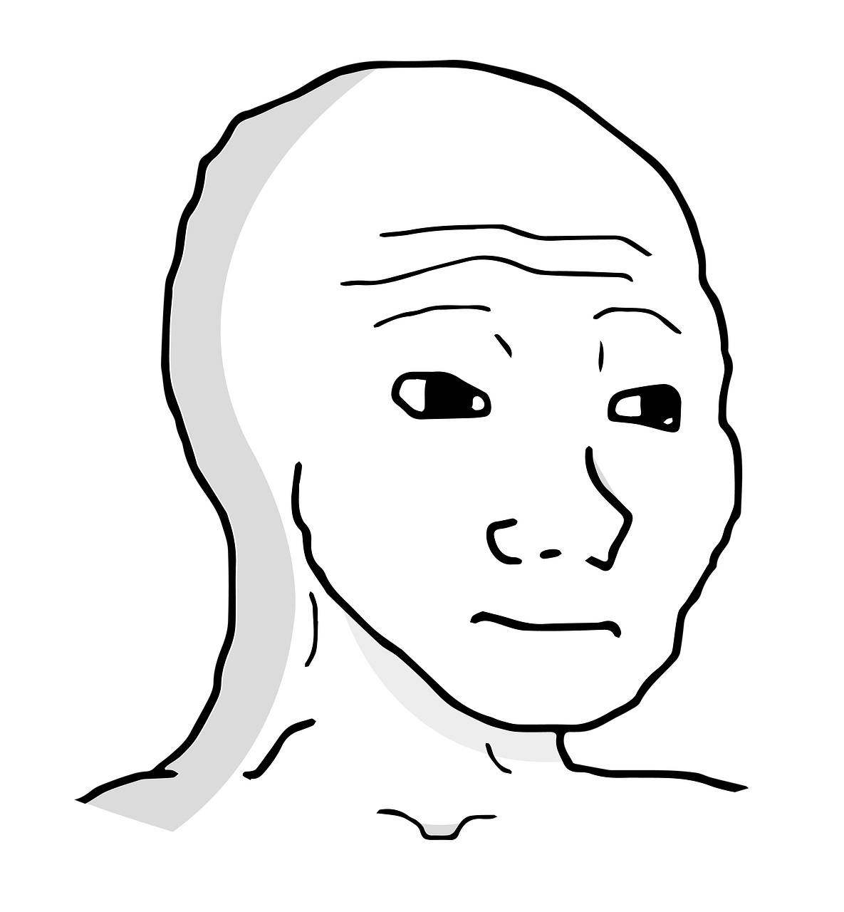 一個光頭男人臉部的簡單黑白線條畫，看起來很疲倦。 — Meme 壁紙