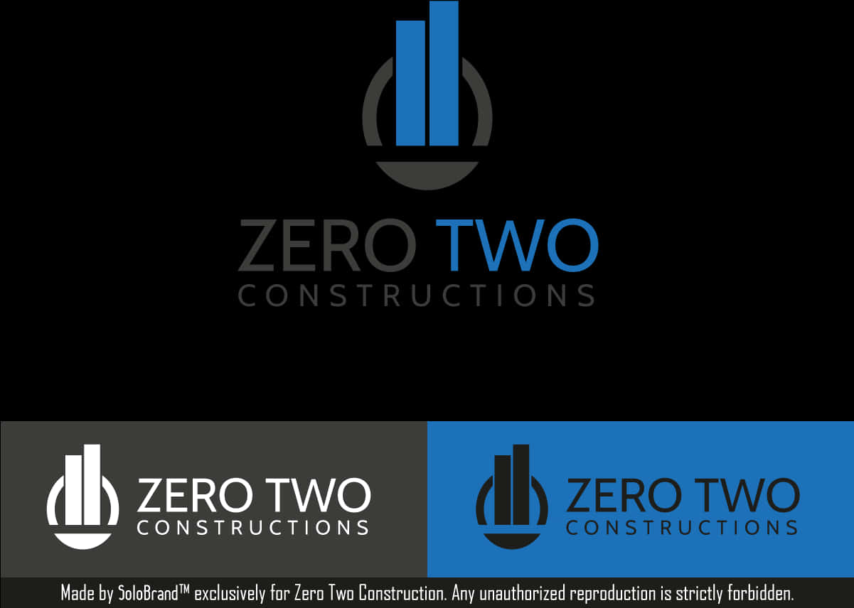 零二 桌布 壁紙 — Zero Two Constructions 的極簡標誌，以三種顏色變化顯示在深色背景上。