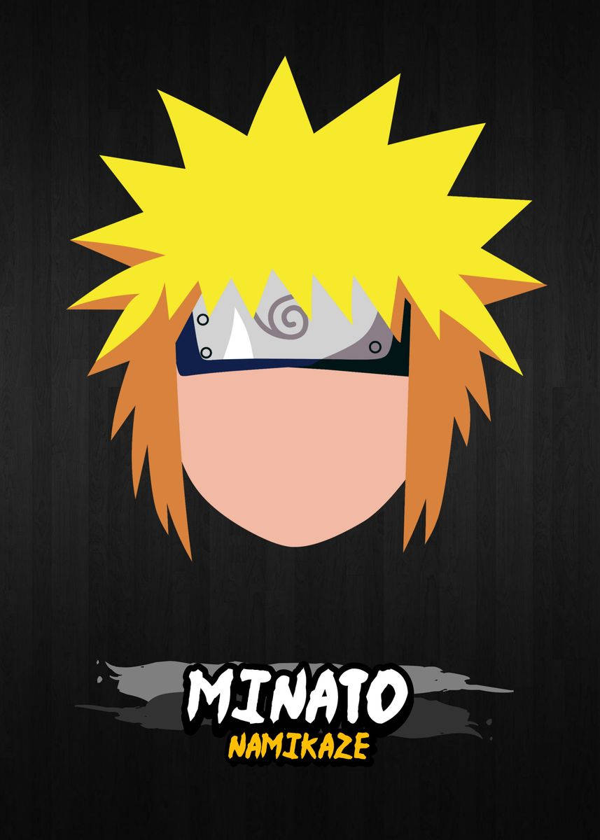 湊 桌布 壁紙 — Minato Namikaze 的極簡風格肖像，擁有尖刺金黃頭髮和頭帶，背景為深色紋理。