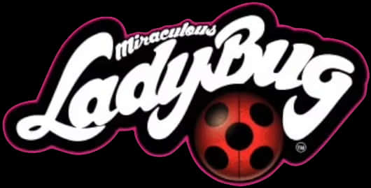 瓢蟲少女 桌布 壁紙 — Miraculous Ladybug 標誌在純黑背景上以粗體白色字體和鮮紅色瓢蟲標誌發光。