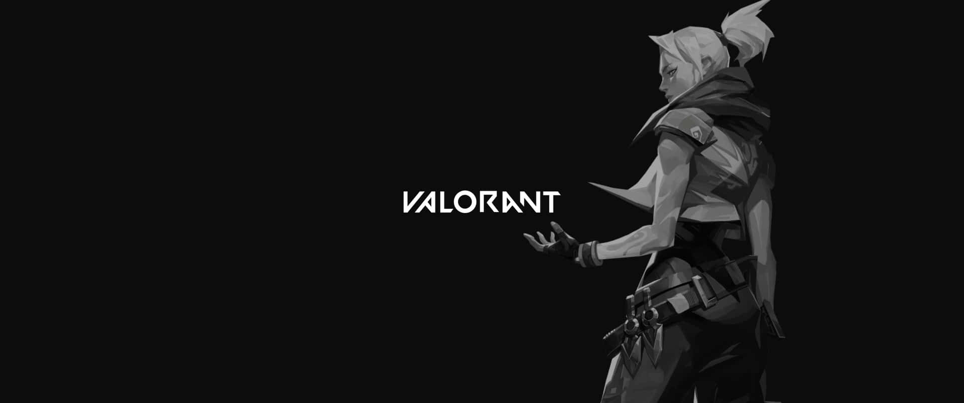 單色數位藝術中的Valorant角色與遊戲標題 — Valorant 壁紙