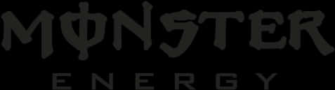 Monster Energy Drink 桌布 壁紙 — Monster Energy 標誌以粗體哥德字體呈現，深灰色文字配黑色背景。