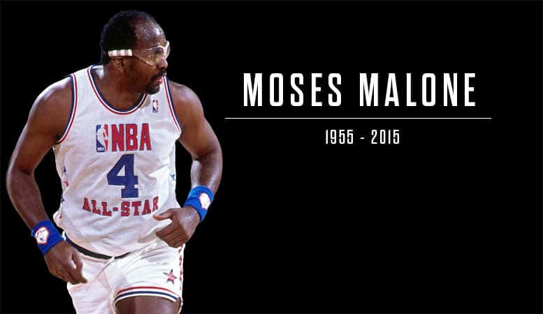 Moses Malone 身穿NBA全明星球衣奔跑，附有文字1955 2015 — Michael B Jordan 壁紙