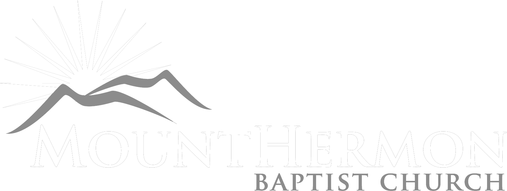 墨爾本 桌布 壁紙 — Mount Hermon Baptist Church 的極簡標誌，以灰階呈現風格化的山脈和陽光四射。