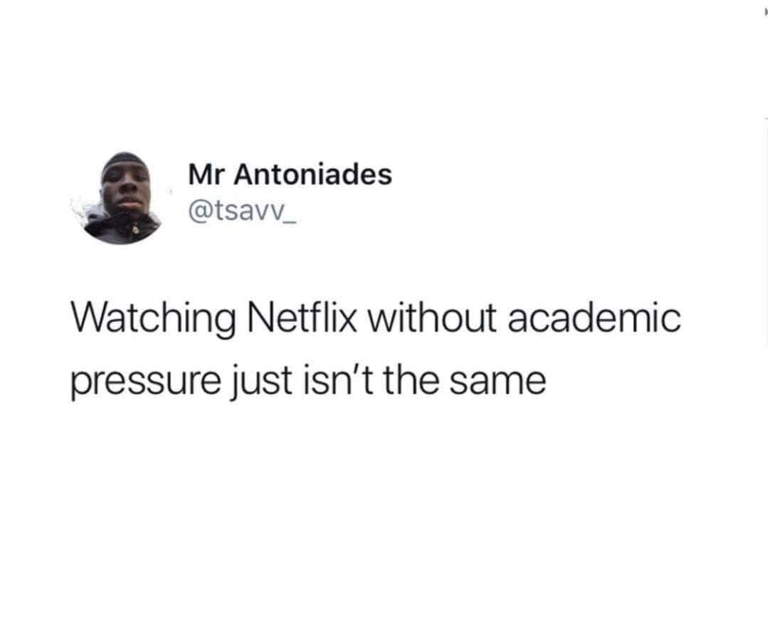 Learning Memes 桌布 壁紙 — Mr Antoniades 發文表示，沒有學業壓力下看 Netflix 就是不一樣。
