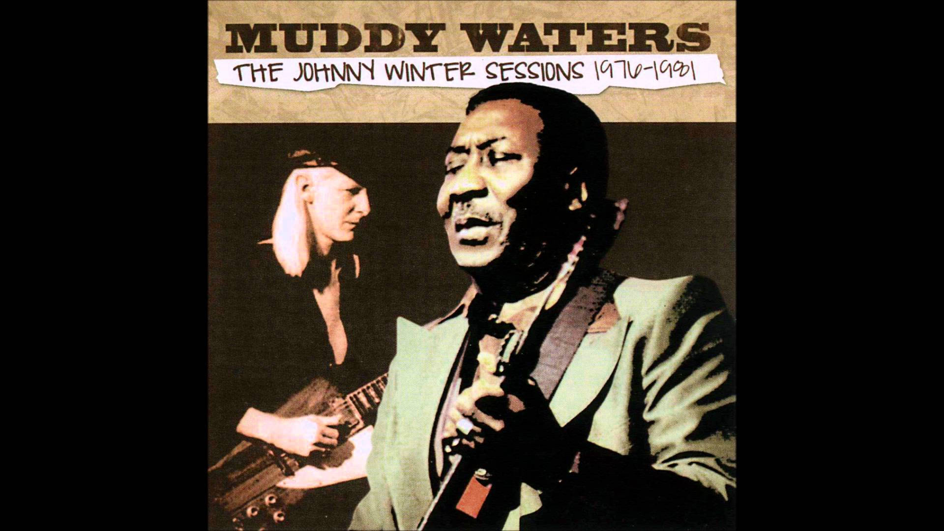 Celebrity 桌布 壁紙 — Muddy Waters 與吉他手在復古懷舊的棕褐色調專輯封面上熱情演出。