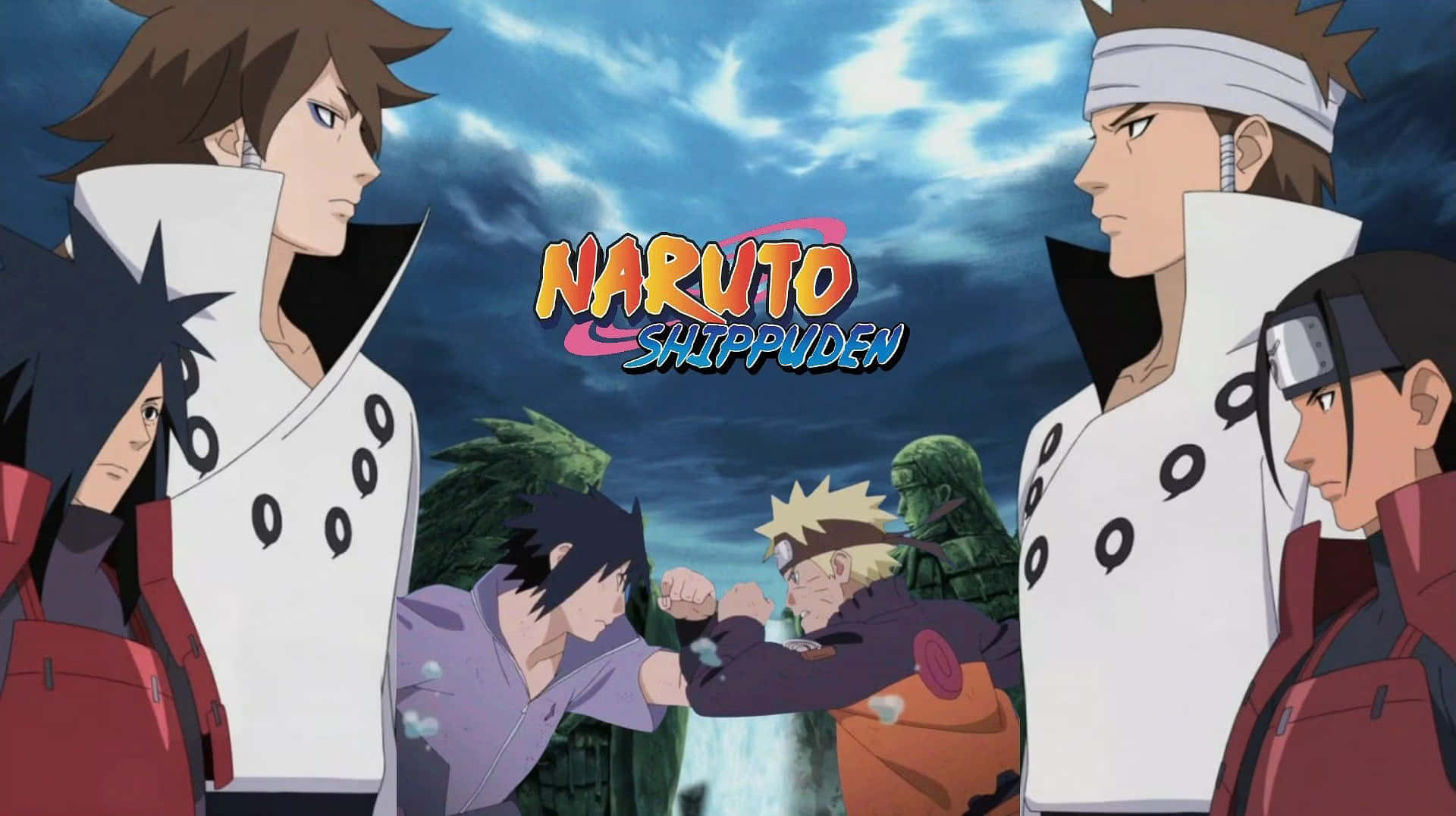 Asura ōtsutsuki 桌布 壁紙 — Naruto Shippuden 動畫角色在雷電交加的暴風雨天空下展開戲劇性的戰鬥。