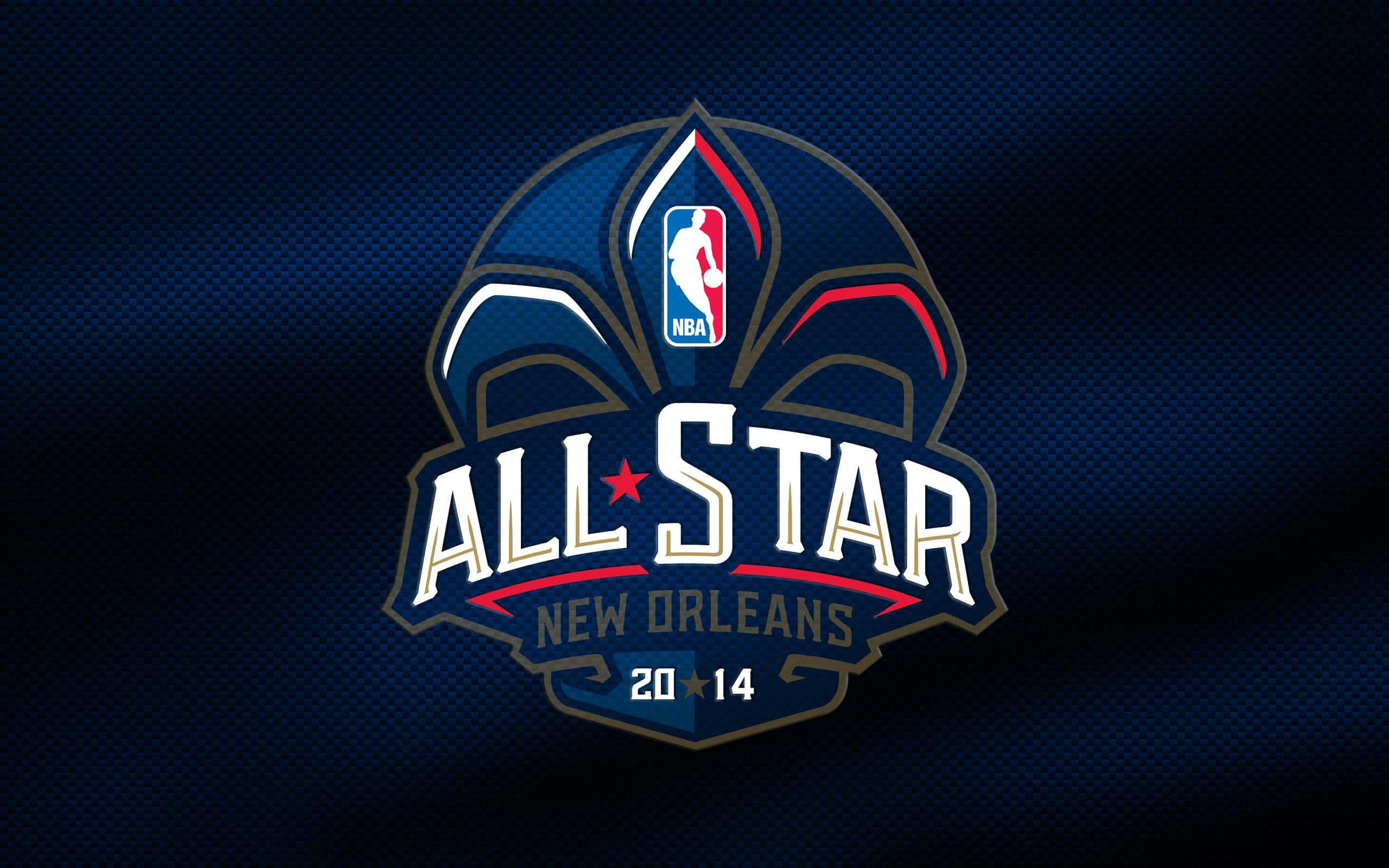 桌布 壁紙 — NBA All Star 2014 標誌，帶有鳶尾花設計，位於紋理深藍色背景上。