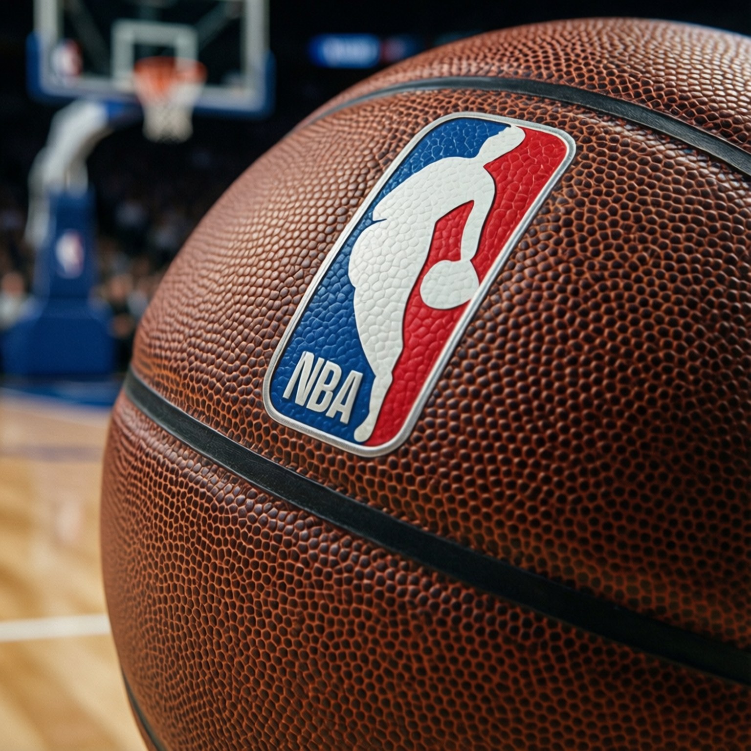NBA籃球在球場上靠近籃框的標誌 — NBA 壁紙