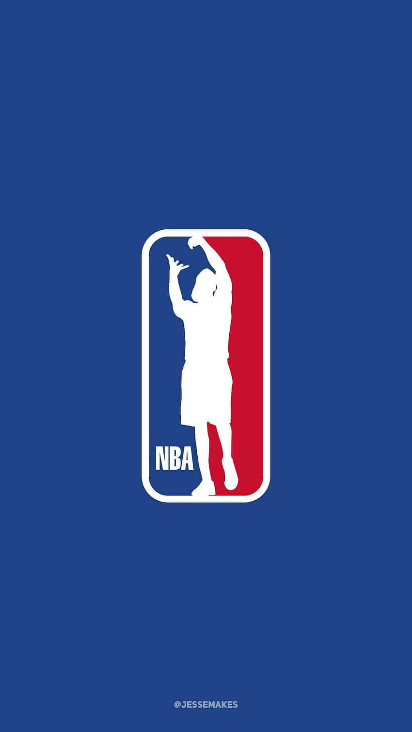 NBA標誌，在藍色和紅色背景上呈現白色籃球運動員剪影。 — NBA 壁紙