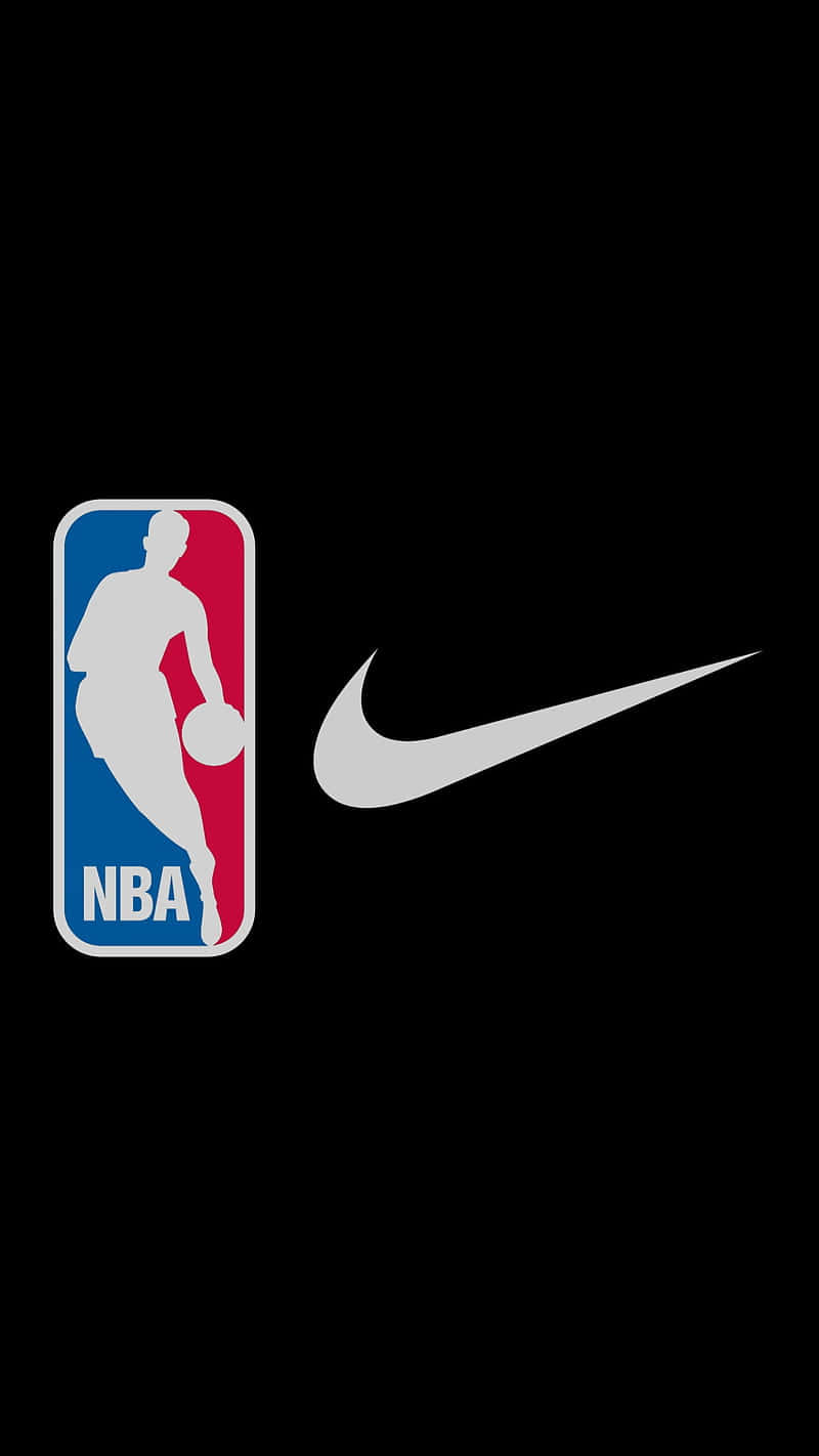 純黑色背景上的 NBA 和 Nike 標誌 — NBA標誌 壁紙