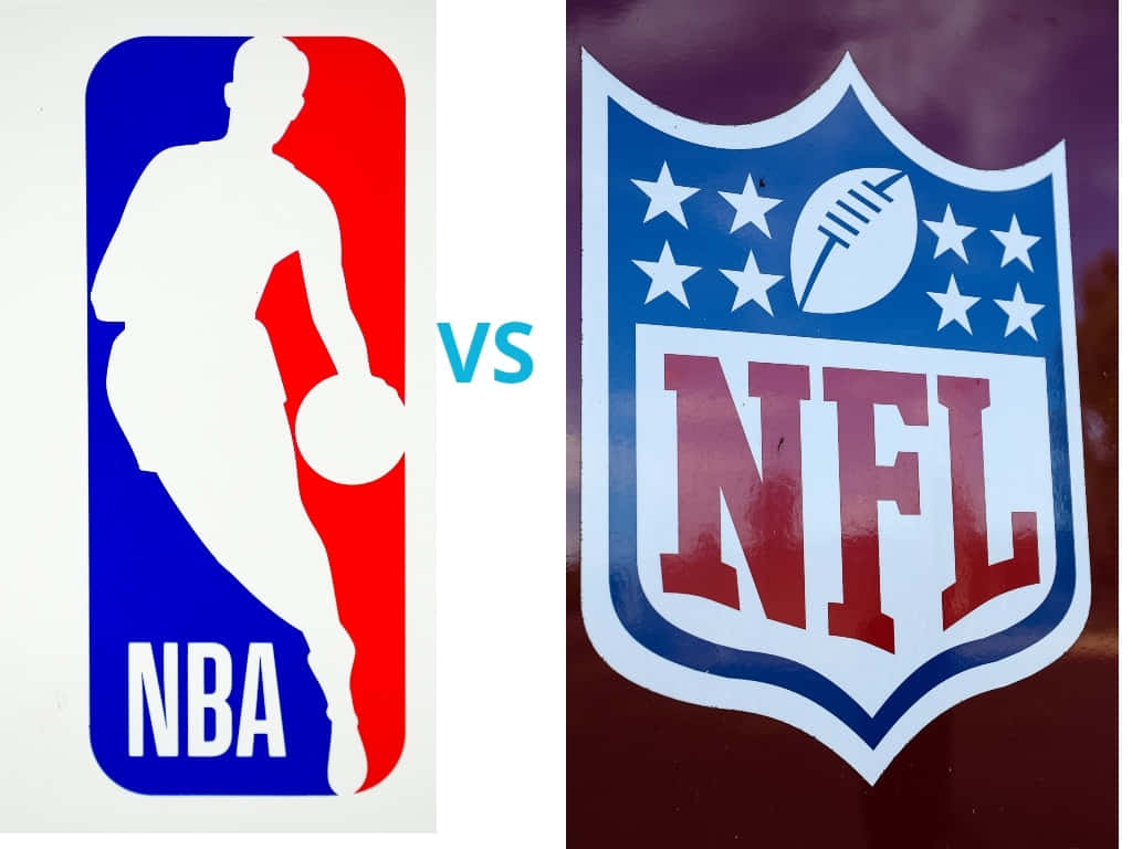 NFL 桌布 壁紙 — NBA 和 NFL 標誌在對比背景上對峙，中間有「VS」文字。