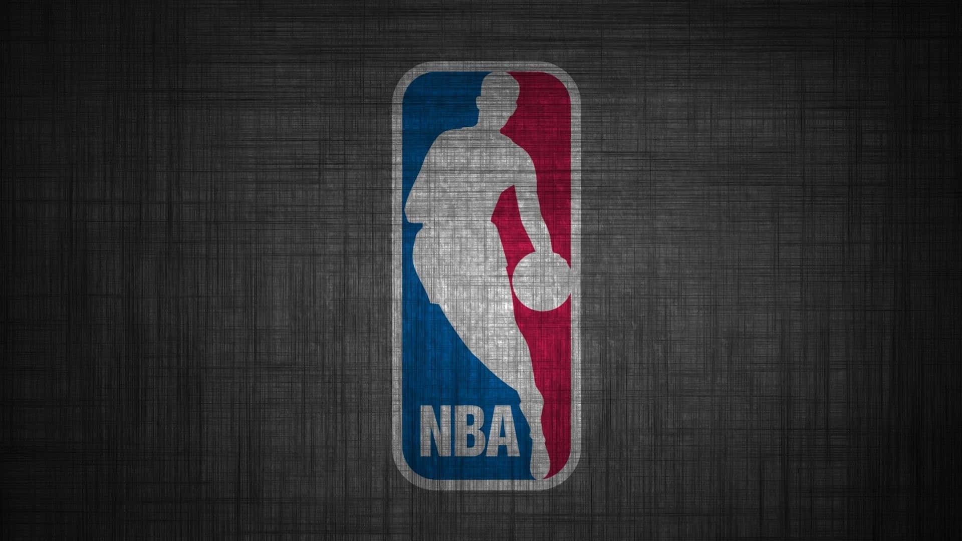 1080p Basketball 桌布 壁紙 — NBA標誌，帶有籃球運動員剪影，背景為紋理深灰色。