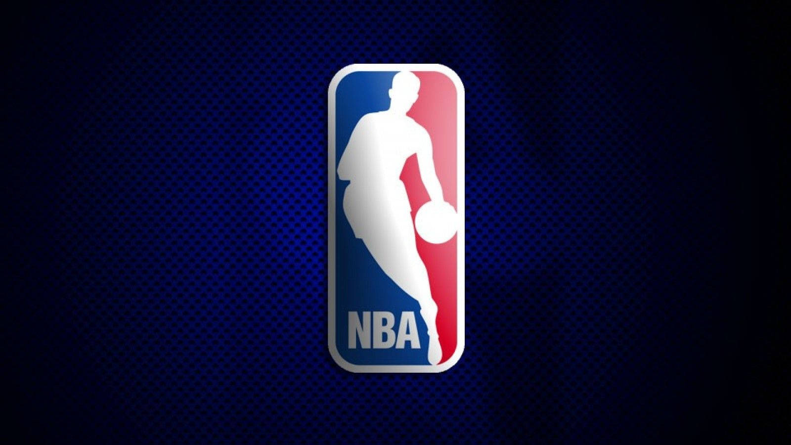 NBA 桌布 壁紙 — NBA標誌，白色籃球運動員剪影持球，藍色紋理背景。