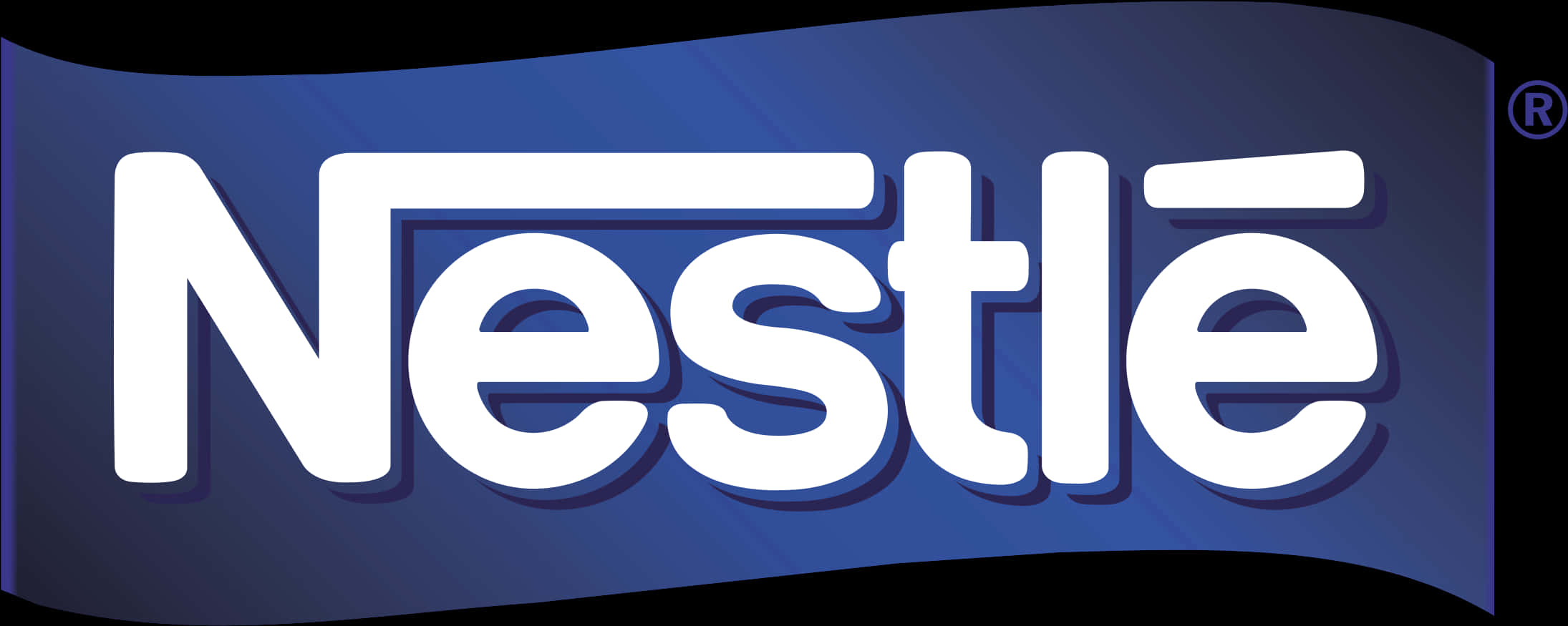Company Logo 桌布 壁紙 — Nestlé 標誌以粗體白色字體顯示在漸變藍色背景上，並帶有註冊商標符號。