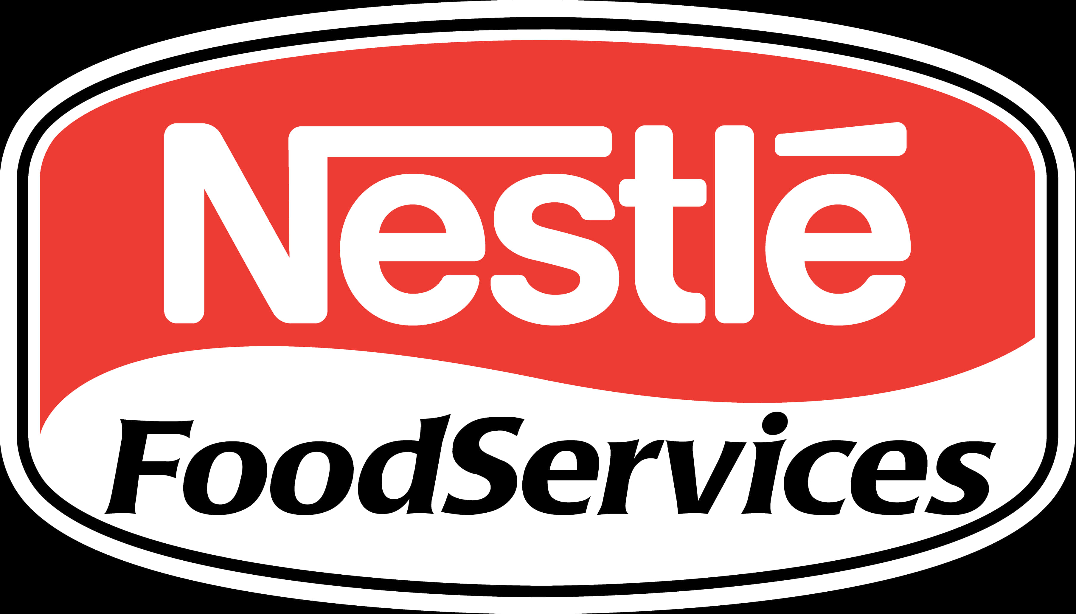 Company Logo 桌布 壁紙 — Nestlé FoodServices 標誌以黑色背景上的紅色波浪上粗體白色文字為特色。