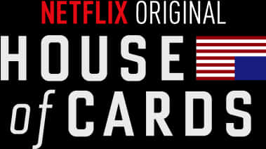 Netflix 桌布 壁紙 — Netflix 原創《紙牌屋》標誌，黑色背景上帶有粗體白色和紅色文字，並配有風格化的美國國旗。