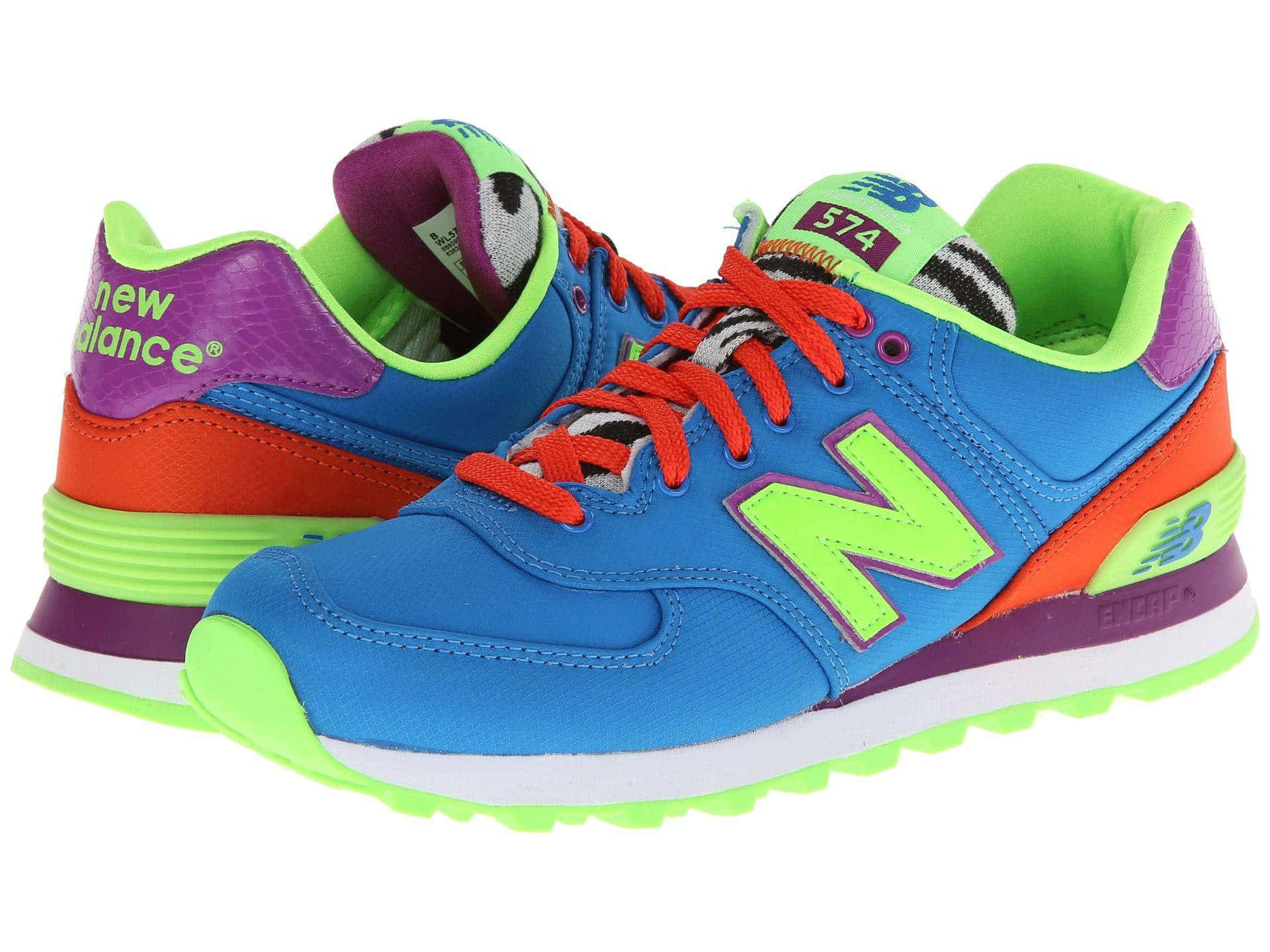 new balance 574 - 藍/綠/紫 女款鞋 壁紙