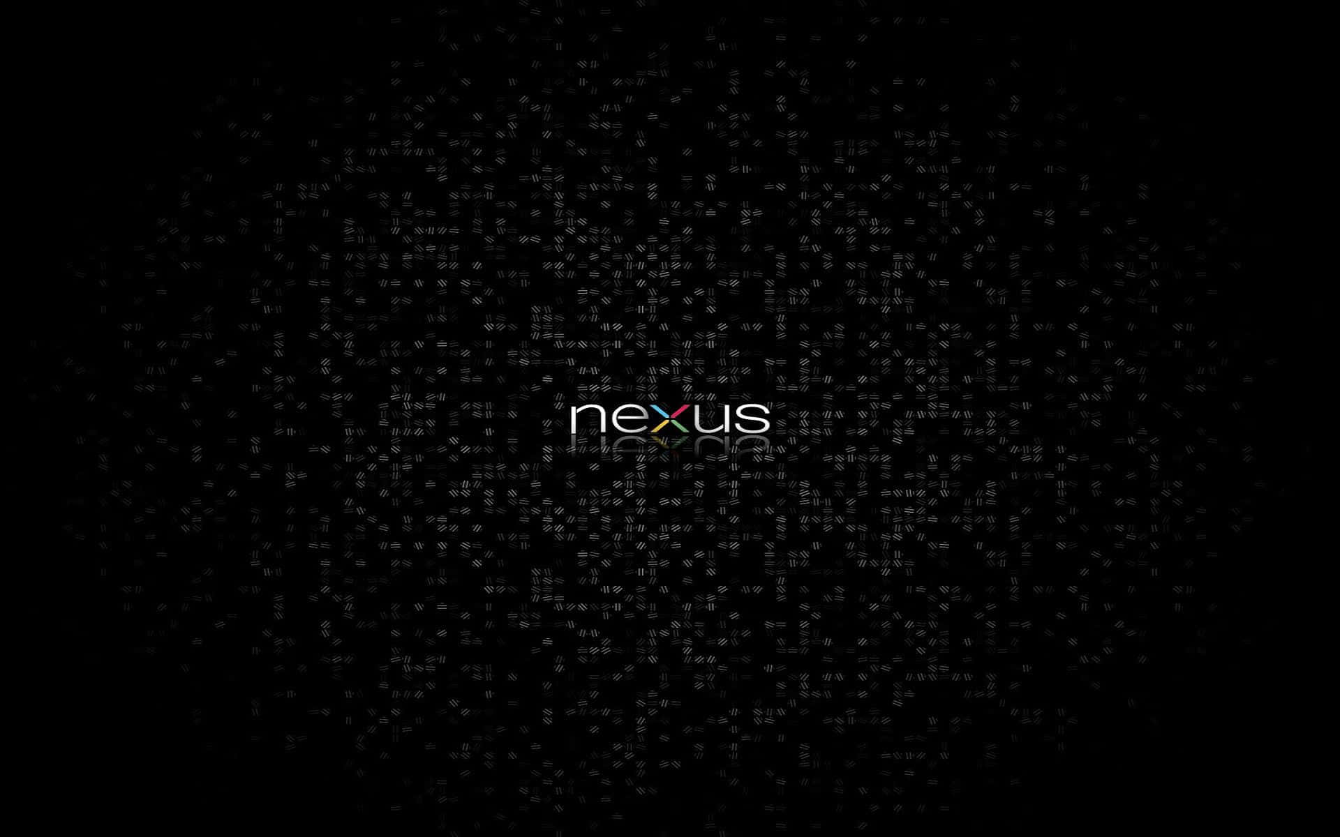 桌布 壁紙 — 「nexus」這個字在黑色背景中央微弱地發光，背景散佈著細小的白色點點。