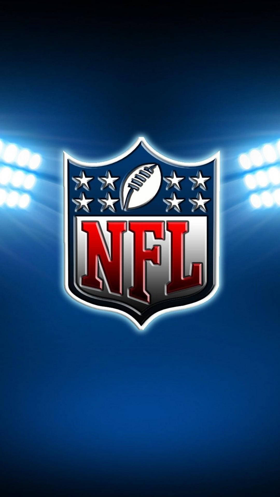 NFL 標誌在藍色背景上被球場燈光照亮。 — NFL GIF 壁紙