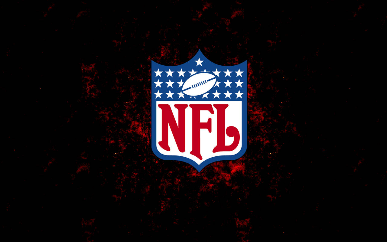 NFL 美式足球 桌布 壁紙 — NFL 標誌居中於深色背景上，帶有紅色飛濺紋理。