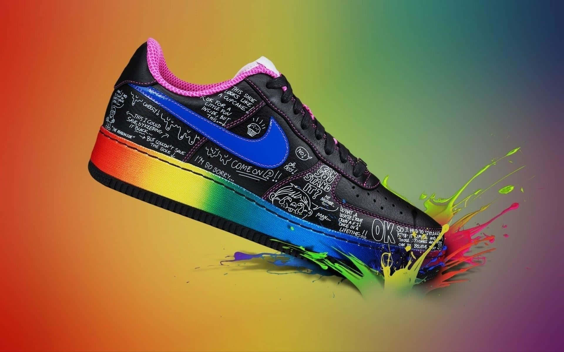 Nike Air Force 1 彩虹潑墨 壁紙