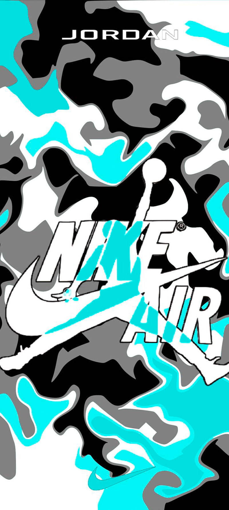 Nike 塗鴉 氣墊 青綠 灰 黑 壁紙