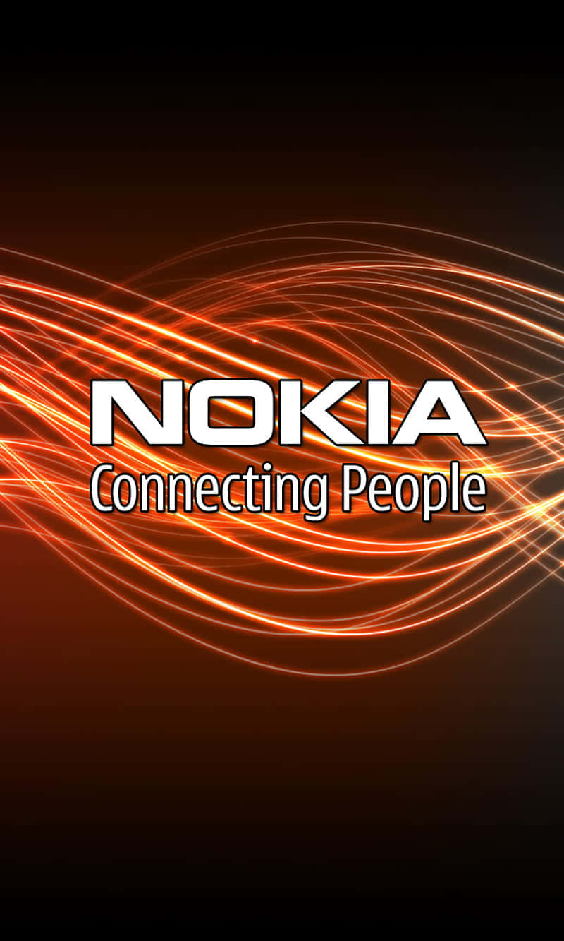 諾基亞 桌布 壁紙 — Nokia 標誌在深色漸變背景上發出動態橙色光軌。