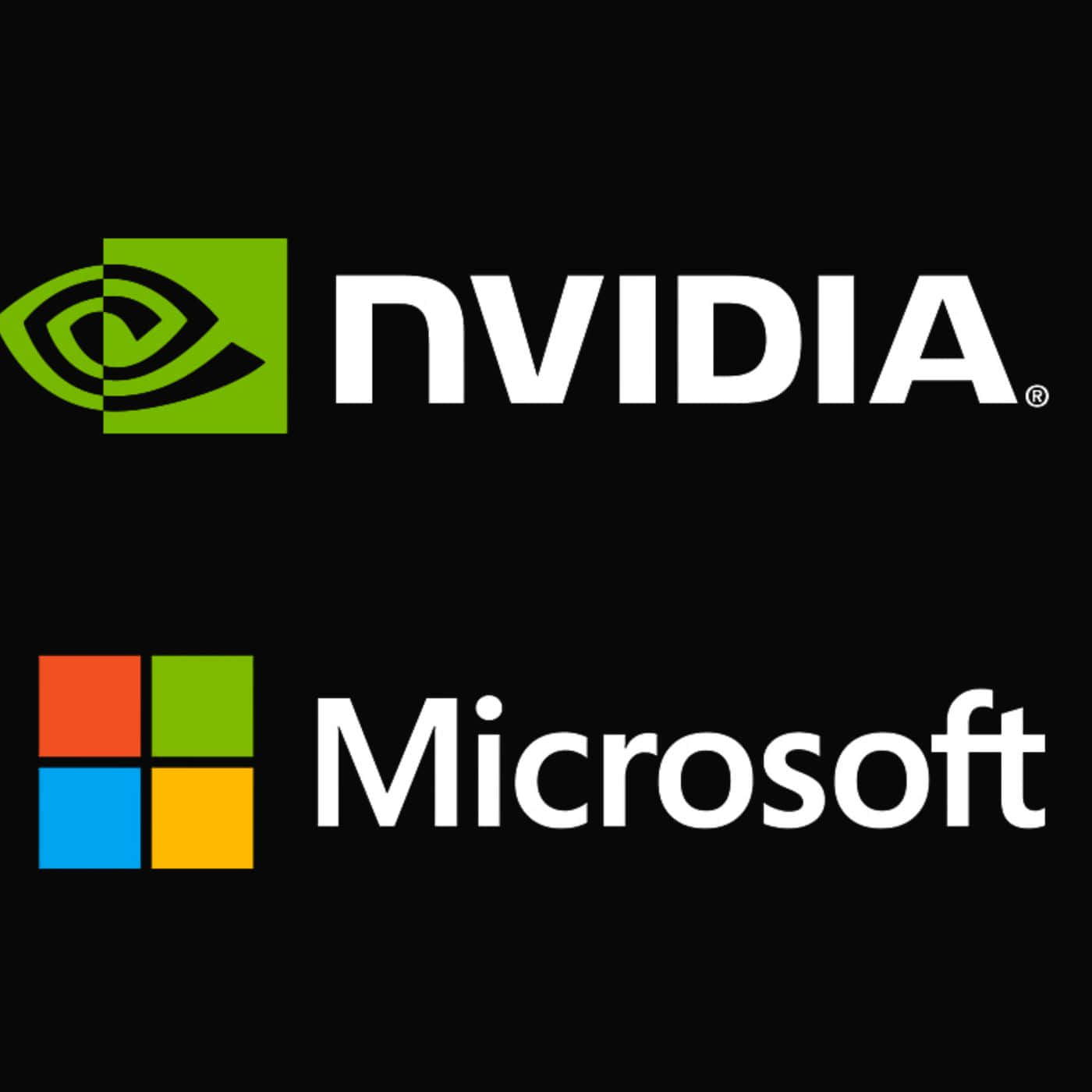 NVIDIA 與 Microsoft 標誌在黑色背景上 壁紙