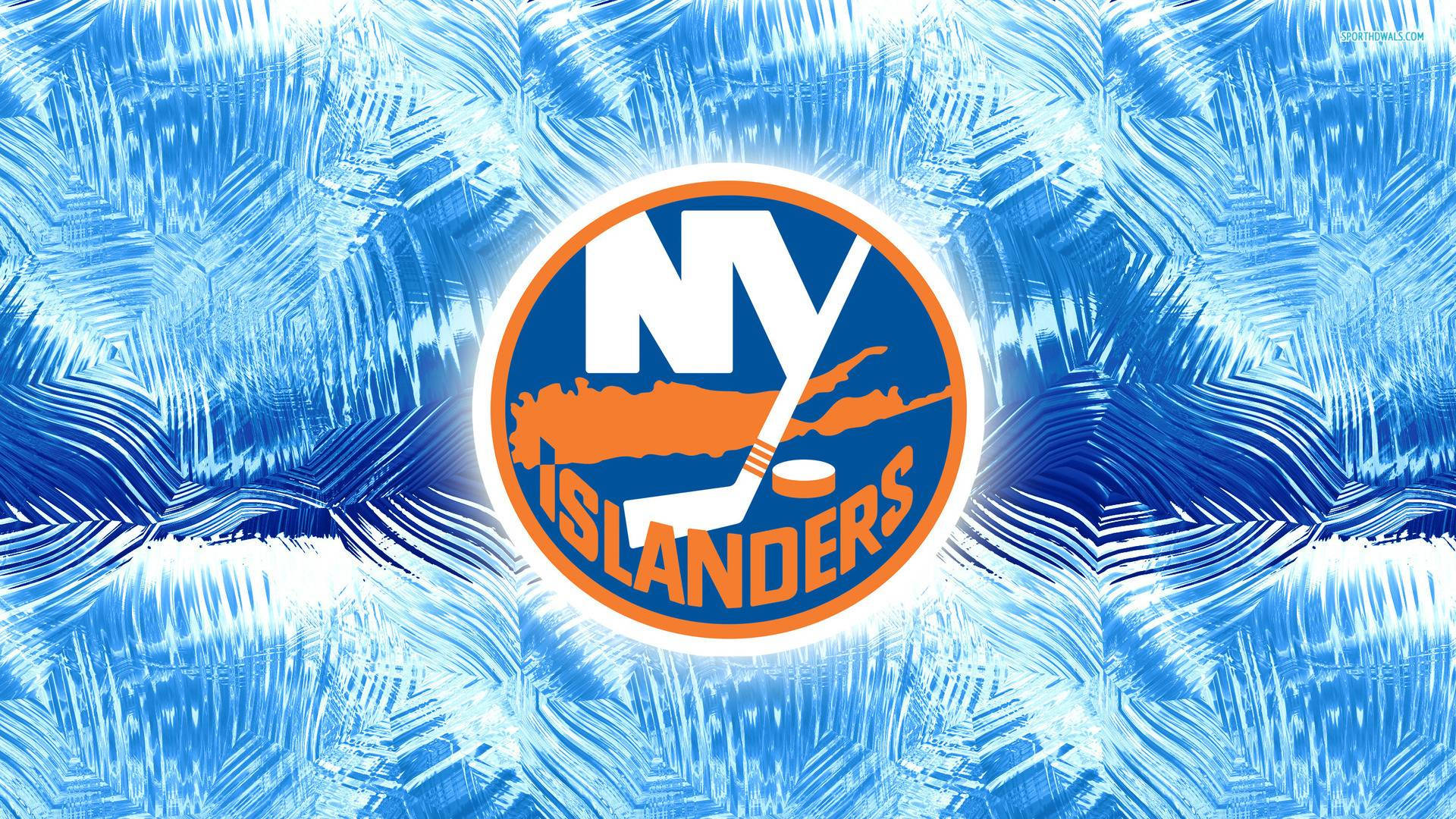 New 桌布 壁紙 — NY Islanders 標誌居中於帶有結晶圖案的冰冷藍色背景上。