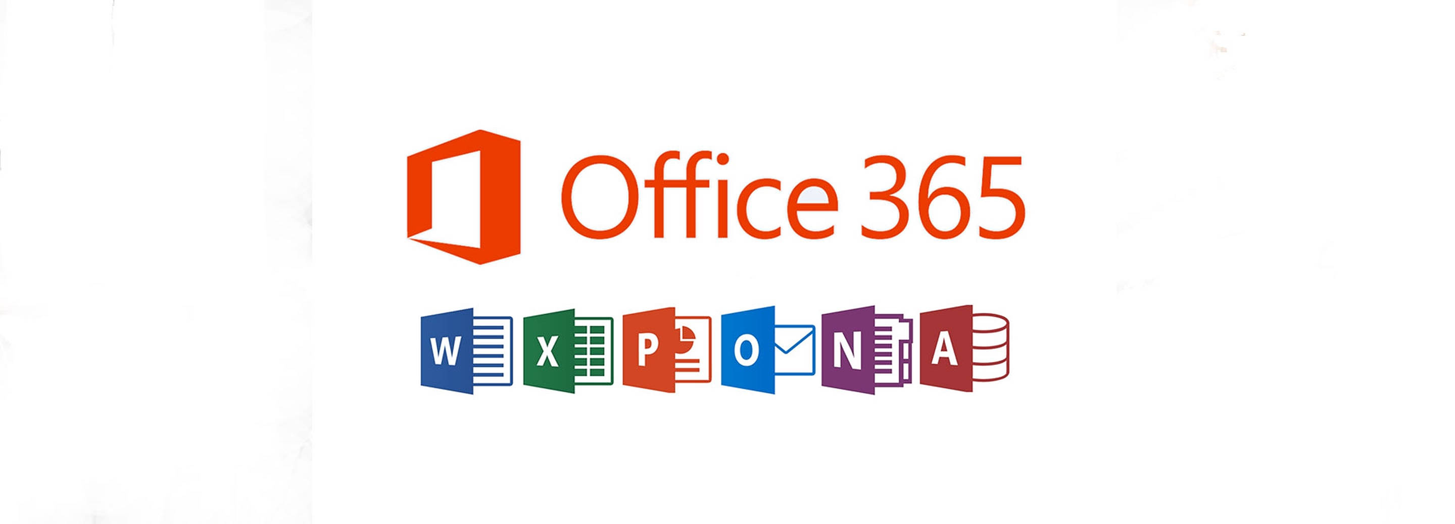 Office 365 桌布 壁紙 — Office 365 標誌及其應用程式套件顯示在帶有紋理的白色背景上。