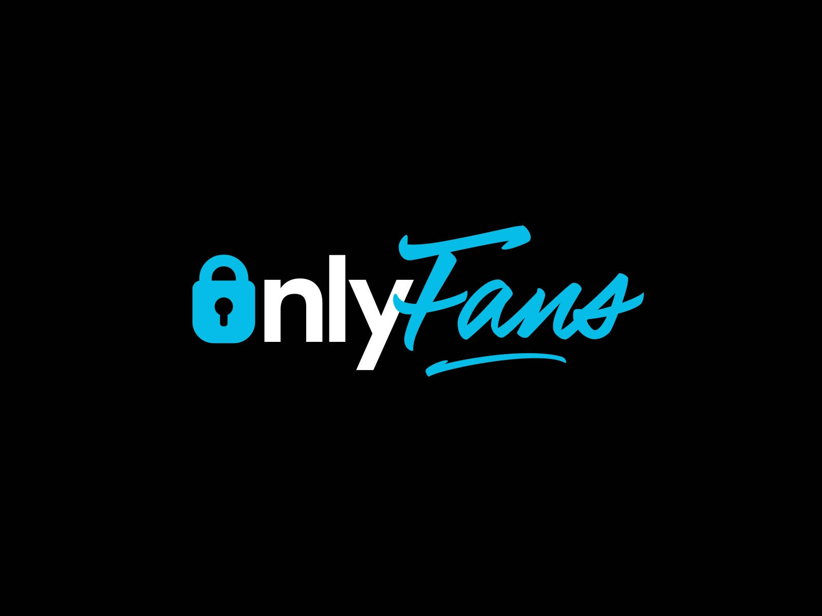 標誌 桌布 壁紙 — OnlyFans 標誌，帶有藍色掛鎖圖示和風格化文字，背景為黑色。