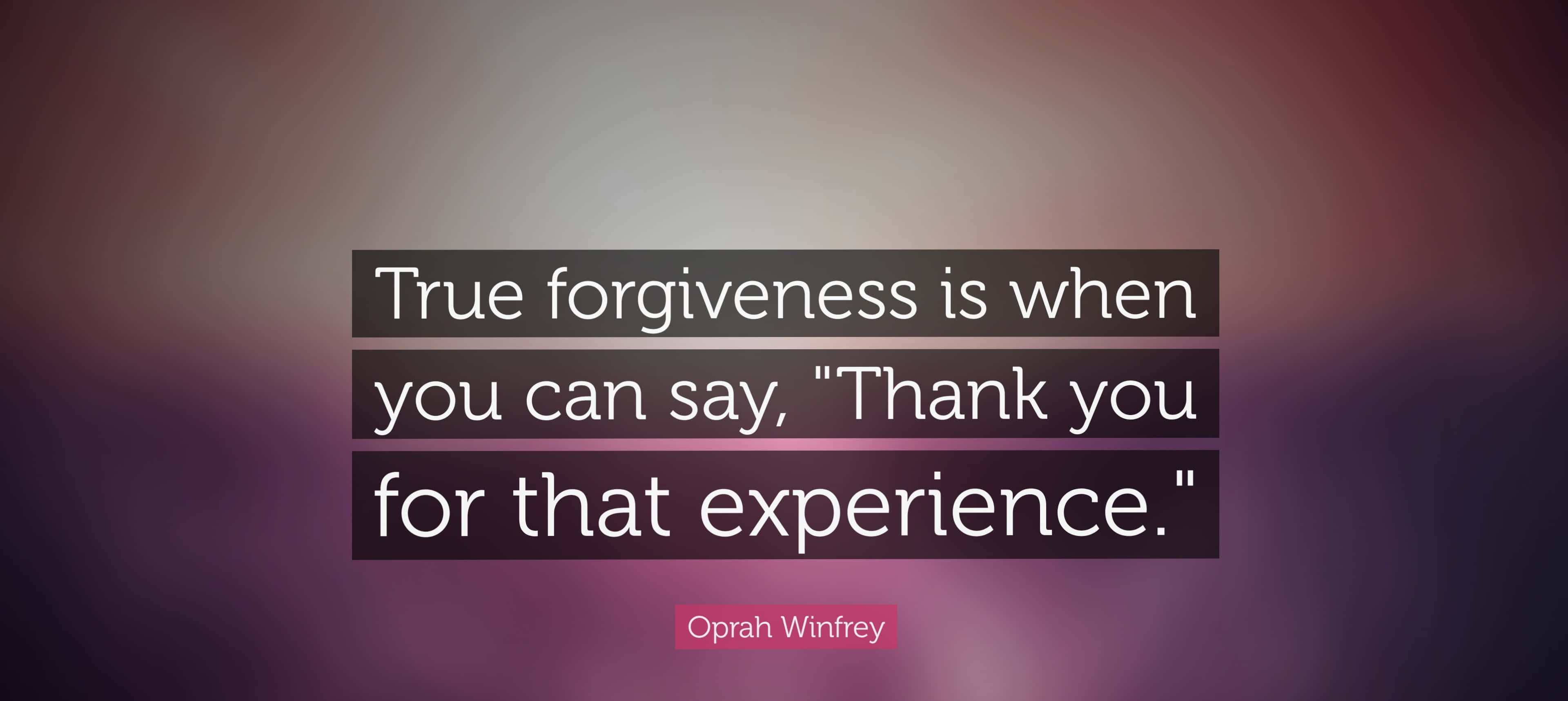 Forgiveness 桌布 壁紙 — Oprah Winfrey 的勵志名言，背景為柔和紫色漸層，白色文字。