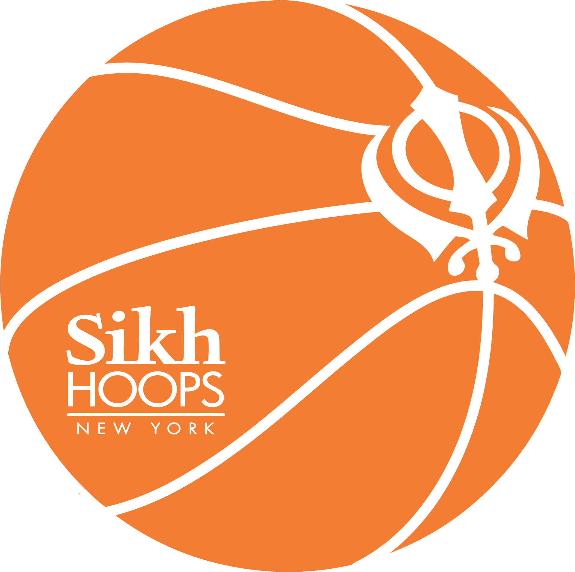 帶有Khanda符號和Sikh HOOPS NEW YORK文字的橙色籃球標誌 — Jordan Logo 壁紙