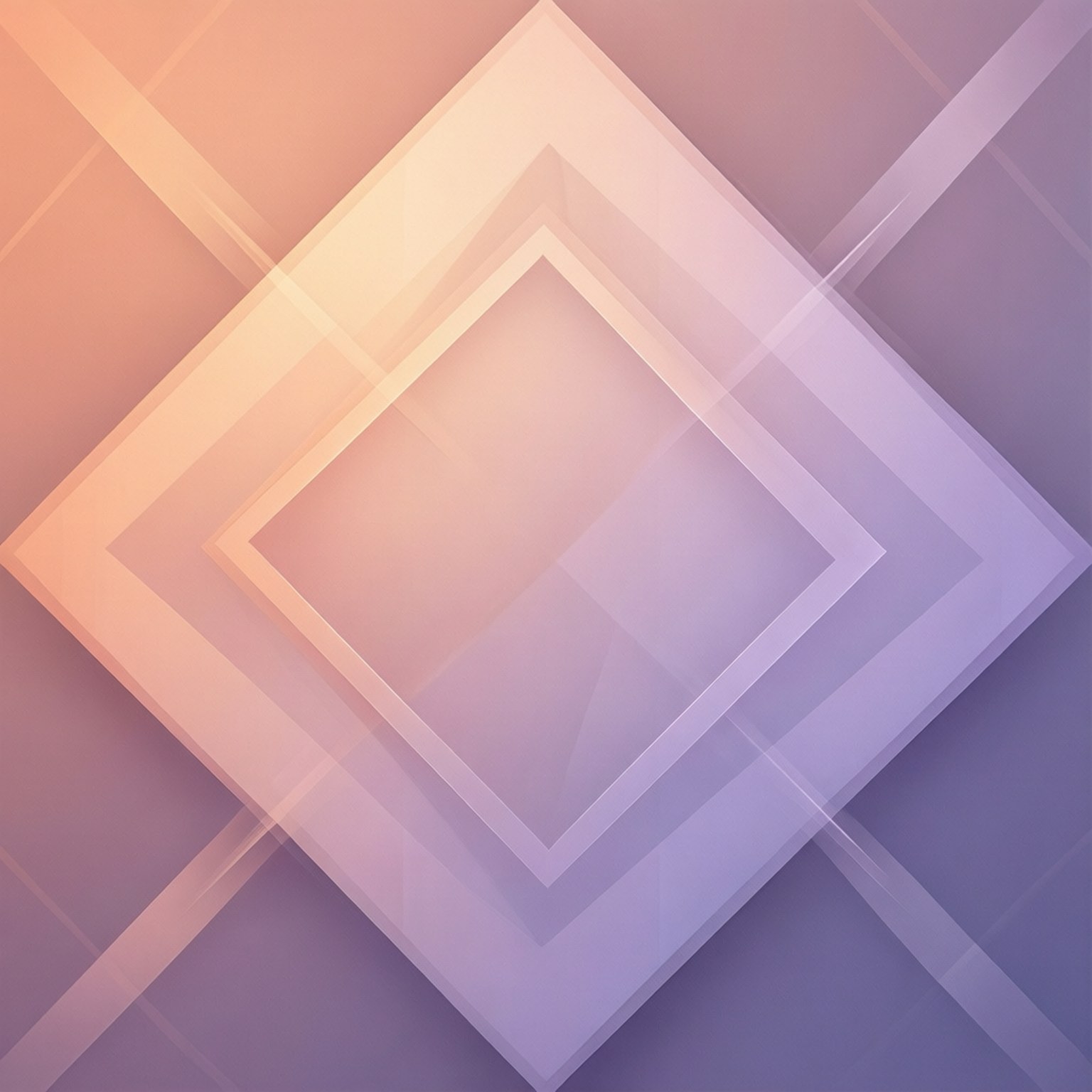 Transition 桌布 壁紙 — 重疊的半透明鑽石形狀在現代抽象構圖中散發出柔和漸變的蜜桃色和薰衣草色調。