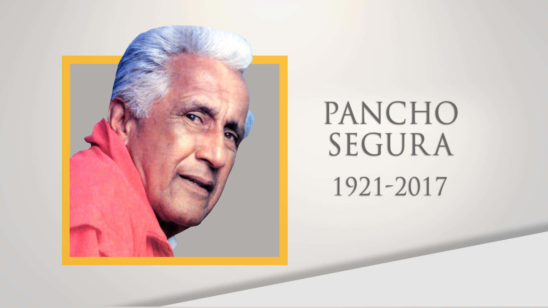 Legend 桌布 壁紙 — Pancho Segura 的肖像，身穿紅色襯衫，黃色邊框，旁邊顯示他的名字和壽命。