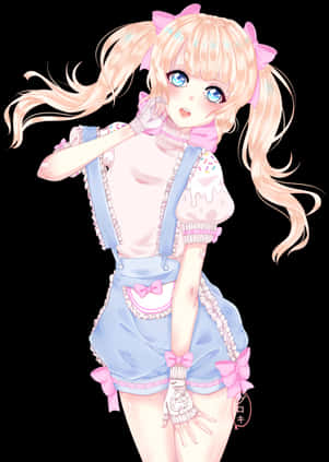 穿藍色服裝的_pastel風動漫少女 壁紙